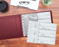 7-Ring Burgundy Textured Check Binder with Zipper Pouch – Efficient Organizer