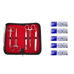 VISION VSNK25 75cm SILK Suture Thread 24PK, 5 Pcs Stainless Tools with 5 Blades