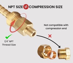1/4 Inch Female to 1/8 Inch Male, Reducing Adaptor Brass Pipe Fitting, NPT Adapt