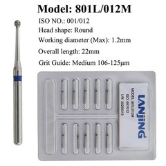 Dental Diamond Bur Long Shank Ball Round Medium 801L FG High Speed Burs 22mm