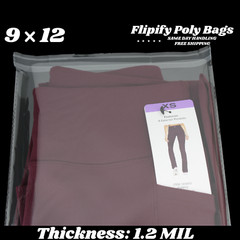 9×12 Clear Resealable T-Shirt/Apparel Self Seal Cello Lip Tape Poly Plastic bags