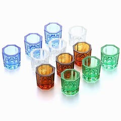 12Pcs Dental Dappen Dish Mixing Bowls Crystal Acrylic Powder Cup Nail Art Tool