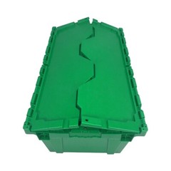 UBMOVE Storage and Packing Plastic Tote Crate Attached Lid Flip Top, 27″x17″x12″