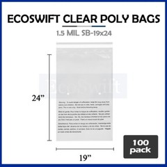 100 19×24 Self Seal Suffocation Warning Clear Poly Bags 1.5 mil Free Shipping
