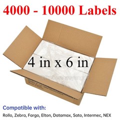 4X6 Fanfold Direct Thermal Shipping Labels for Zebra & Rollo Printers 4000-20000