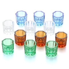 12PCS JMU Dental Glass Dappen Dishes Acrylic Crystal Cups Nails Assorted Colors