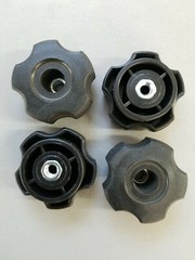 (4) M6x1.0, 6mm Female Thread Plastic Head Screw On Clamping Nuts Knob Black
