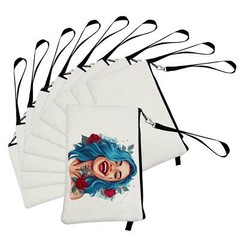10 Pack 6.3in x 9in White Linen Fabric Handbag Sublimation Blanks Cosmetic Bags