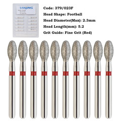 Dental Diamond Bur Football Egg 368/023F 379/023F Fine Grit Red FG High Speed