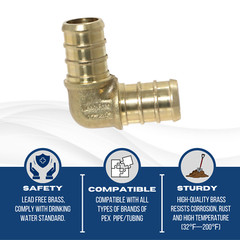 100 PIECES 1/2″ PEX ELBOW – BRASS CRIMP FITTINGS (LEAD-FREE)