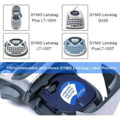 5PK Dymo Letratag Refill 91331 White Plastic 12mm Label Tape 1/2″ LT-100H