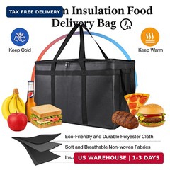 Bodaon 3-Pack Insulated Food Delivery Bag, XXXL Pizza Cooler Bags, Rideshare Del