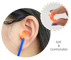 100 Pair Corded Earplugs Reusable Silicone Cord for Noise Reduction Shooting