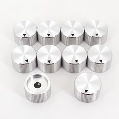 10Pcs Silver 6.4mm 1/4” Aluminum 25 x 15.5mm Amplifier Audio Volume Rotary Knob