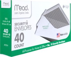 Mead #10 Envelopes, Letter Size, 4-1/8″ x 9-1/2″, Security Printed Lining for Pr