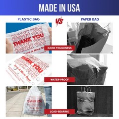 Thank You Plastic T-Shirt Bags 11.5×6.5×21 for Grocery Retail Shopping 50 pack