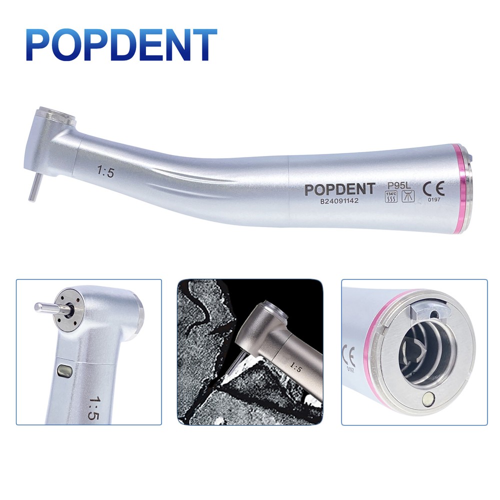 Dental 1:5 Increasing Contra Angle LED Handpiece NSK Style Fiber Optic Red Ring