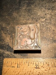 Print Block ( Happy Man Smiling ) Copper Face. Cartoon Character??
