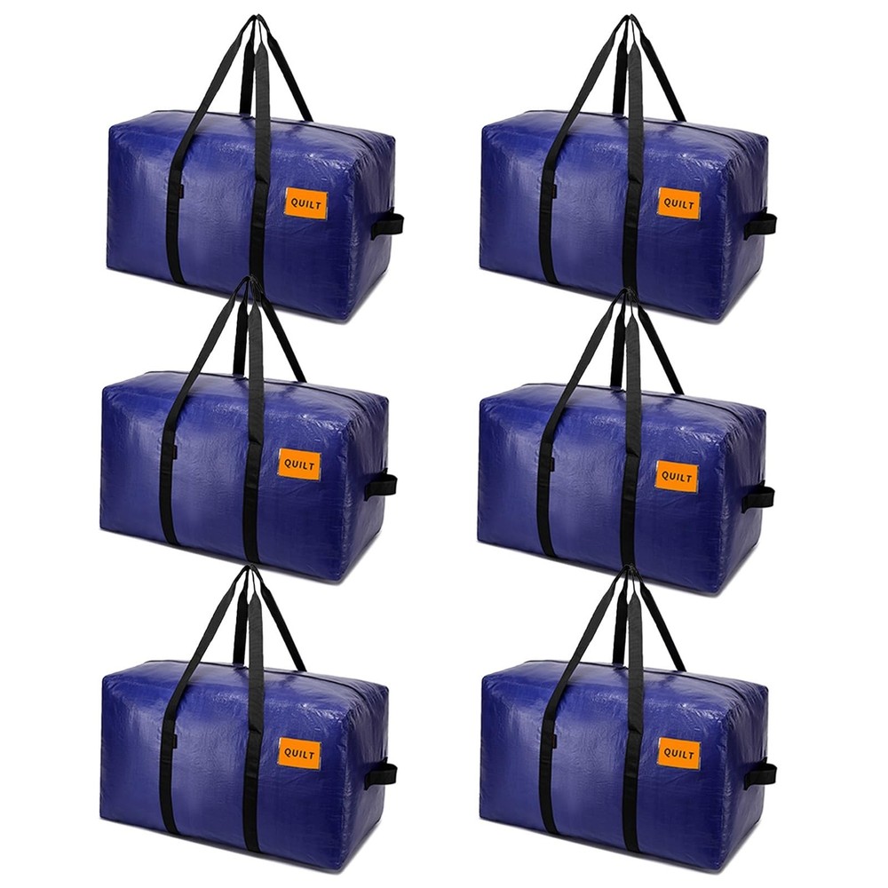 6 Pack Moving Bags Heavy Duty, Extra Large Storage Totes Bag with Zippers and…