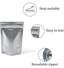 Mylar Bags (500 Count) | 5×8” Heavy Duty Silver Stand Up Resealable Pouch