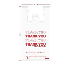 THANK YOU 12×6.5×22 T-Shirt Shopping Bags Plastic Shopping Merchandise Bag White