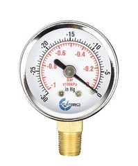 1-1/2″ Vacuum Gauge – Chrome Plated Steel Case, 1/8″NPT, Lower Mnt. -30 inHg/0
