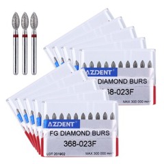 10 Kits AZDENT Dental FG Diamond Burs Finishing Egg Football #368-023F Fine Red