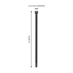 1000-Pack Premium 8″ Inch Black Nylon Zip Ties, 60 lbs, UV Resistant Cable Ties