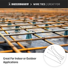Sandbaggy Double Loop Rebar Wire Bar Ties – 12″ or 18 Inch Length – 16 Gauge