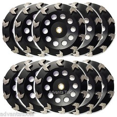 Pack of 10, 7” Arrow Segment Concrete Grinding Cup Wheel with 25/30 Grit Diamond