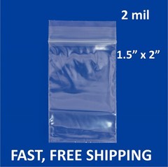 1.5″x 2″ CLEAR 2 MIL ZIP SEAL BAGS PLASTIC RECLOSABLE LOCK MINI SMALL BAGGIES