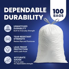 Plasticplace 5 Gallon Trash Bags – White 1 Count (Pack of 100),