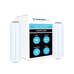 4 Rolls Hand Stretch Wrap Shrink Film Banding 18″ x 1500′ 12 Micron MADE IN USA