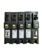 LOT OF 5 Square D HOM115PCAFI Circuit Breaker AFCI 15A 1-Pole 120V