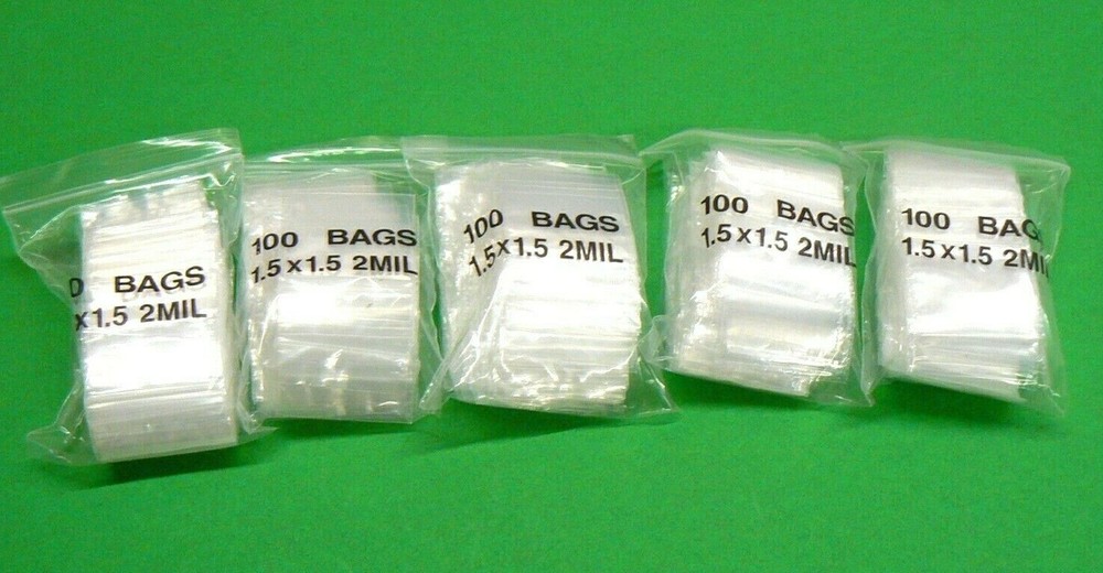 1-1/2″ Poly Bags 2mil Reclosable Square Baggies 1.5″ x 1.5″ Resealable 500 pcs