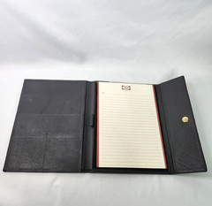 Poltrona Frau Leather Portfolio Dark Gray Snap Flap Close for 8.5 x 11 Notepad