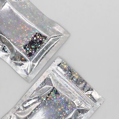 Pack of 100 Holographic Flat Reusable Mylar Foil Bags for Small Jewelry Charms
