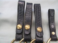 CHOICE of ONE (1) Flashlight/Baton Holder-Blk Leather Basketweave w/Brass Ring