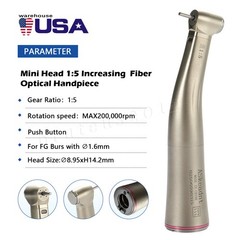 ASKEADNT 1:5 Contra Angle Electric Dental Handpiece Fiber Optic Mini Head