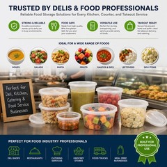 32 oz Heavy Duty Large Round Deli Food/Soup Plastic Containers w/ Lids BPA free