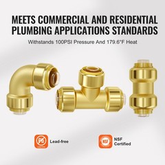Pipe Fittings 25PCS 1/2″ (Straight, Elbows, Tees) Push-Fit Brass fittings