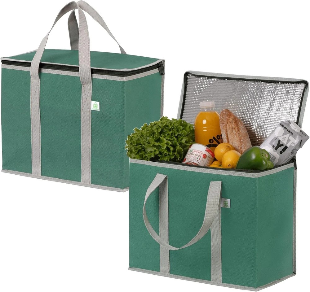 2 Pack Cooler Bag and Insulated Grocery Bags for Food Delivery, Collapsible Cool