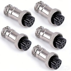 5PCS C-6 6 PIN FEMALE METAL MICROPHONE MIC CONNECTOR PLUG