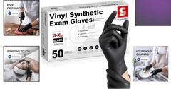 Versatile Vinyl Exam Gloves, 50 Ct, 4 Mil – Black Latex-Free Disposable Gloves