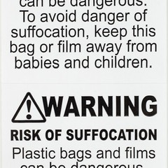 SUFFOCATION WARNING Labels/Stickers (2 x 2) – FBA Approved – (2) Rolls of 500