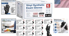 Affordable Medical Exam Gloves, Black, Latex-Free, 1000 Ct