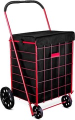Folding Grocery Basket Cart Shopping Wheel Large Utility Laundry BAG 18″X15″X24″