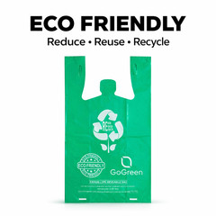 Reusable Grocery Bags 2.25 Mil Heavy Duty Green T-Shirt Bags 1/6 Size Bulk