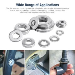 Split Lock and Flat Washer Assortment Set 304 Stainless Steel 400 Piece Silver