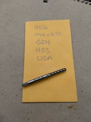 OSG M4X0.70 GD4 HSS USA 3 FLUTE SPIRAL BOTTOMING HAND TAP METRIC